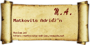 Matkovits Adrián névjegykártya